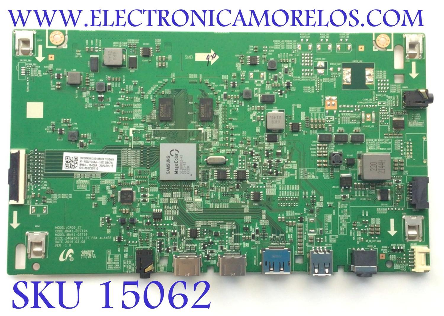MAIN PARA MONITOR SAMSUNG / NUMERO DE PARTE BN94-16439A / BN41-02719A / BN9416439A / 16439A / PANEL CY-PR270DGHV1F / DISPLAY SG2701B01-C VER.2.2 / MODELO LC27RG50FQNXZA CB94